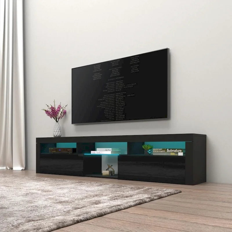 Meuble TV Mural Flottant 79" avec LEDs 16 Couleurs