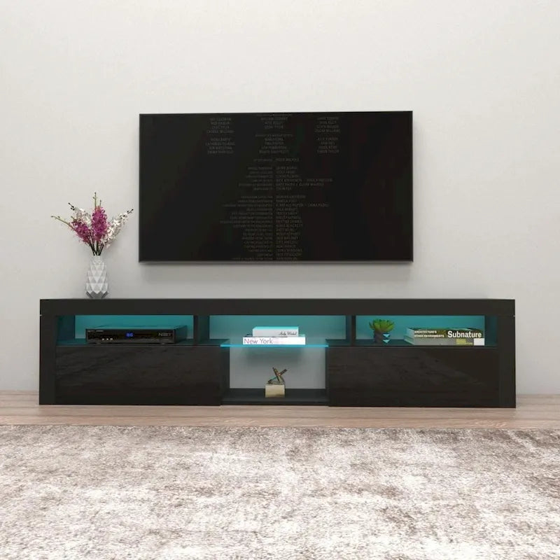 Meuble TV Mural Flottant 79" avec LEDs 16 Couleurs