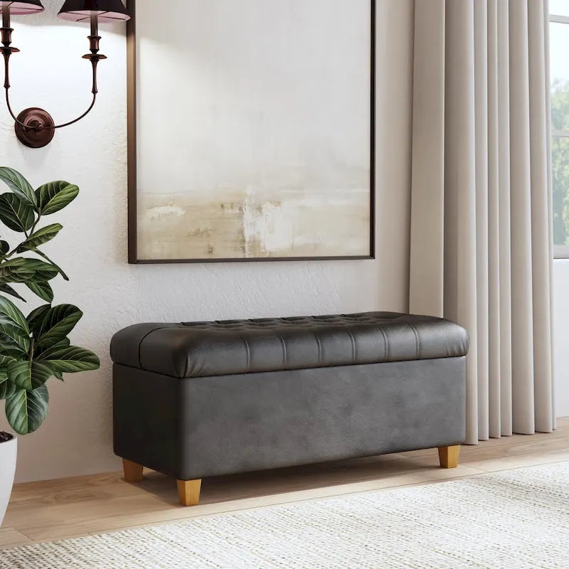 Banc de rangement capitonné