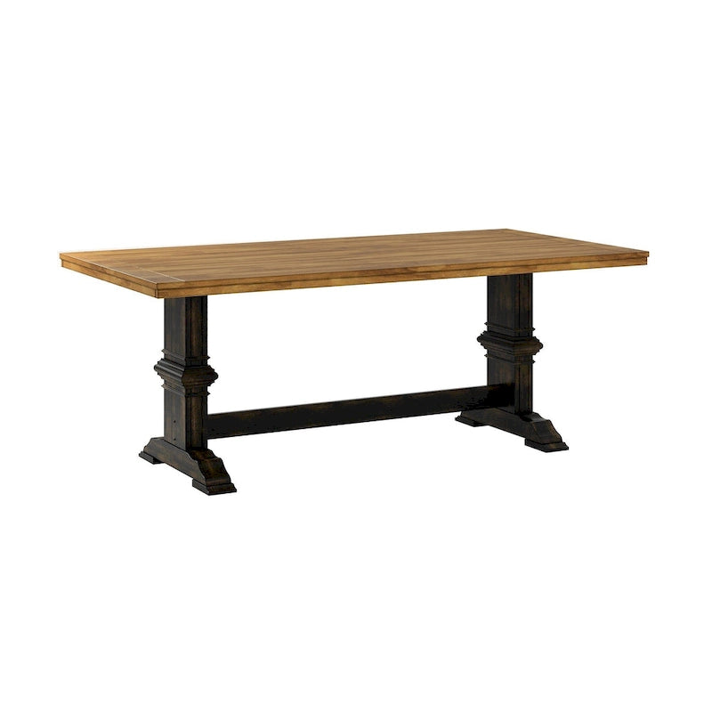 Table à manger plateau bois massif bicolore