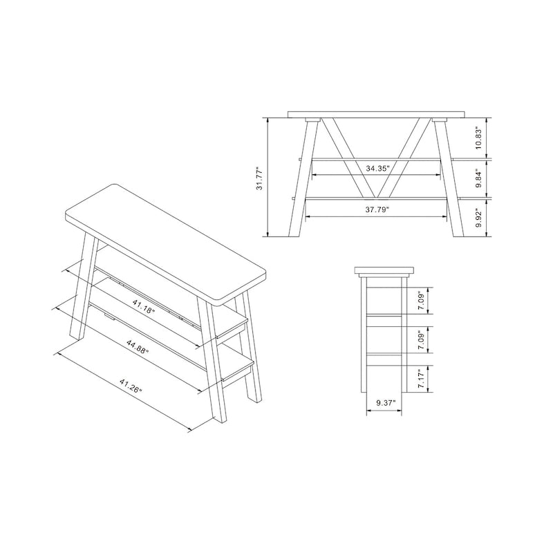 Console de 47 pouces avec 2 étagères ouvertes