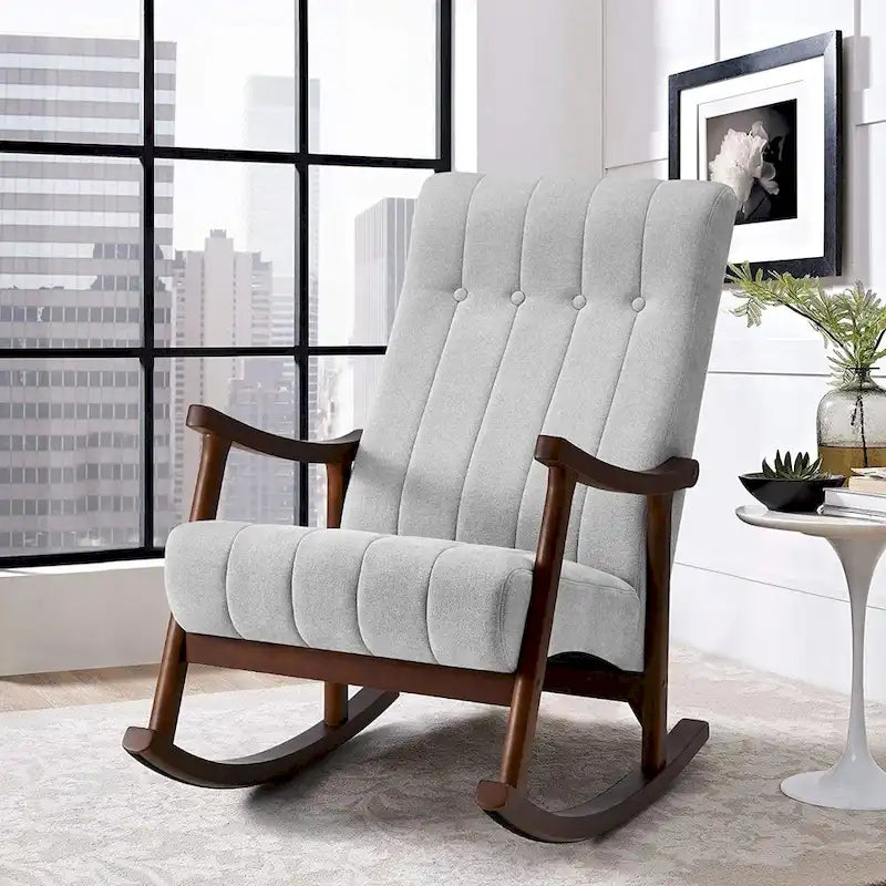 Fauteuil à bascule rembourré moderne avec dossier haut