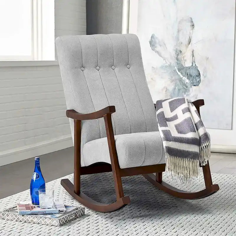Fauteuil à bascule rembourré moderne avec dossier haut