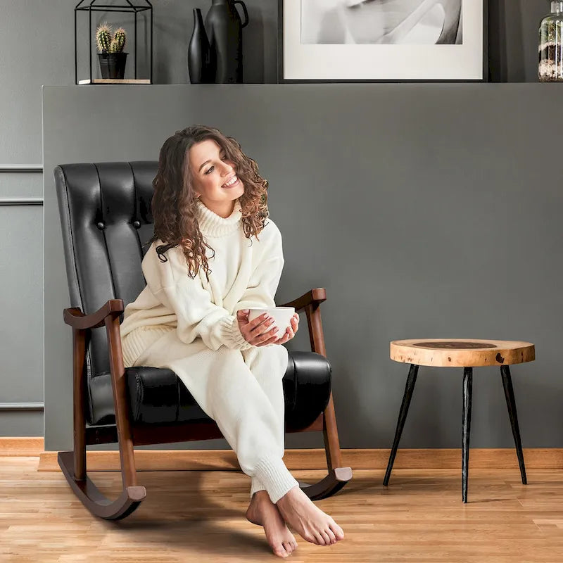 Fauteuil à bascule rembourré moderne avec dossier haut