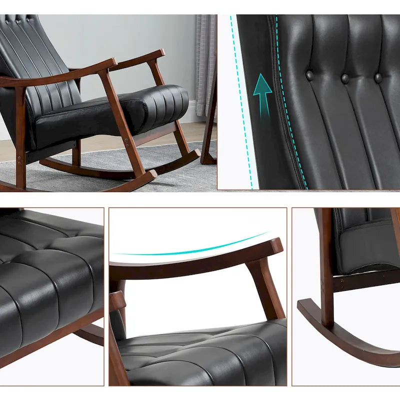 Fauteuil à bascule rembourré moderne avec dossier haut