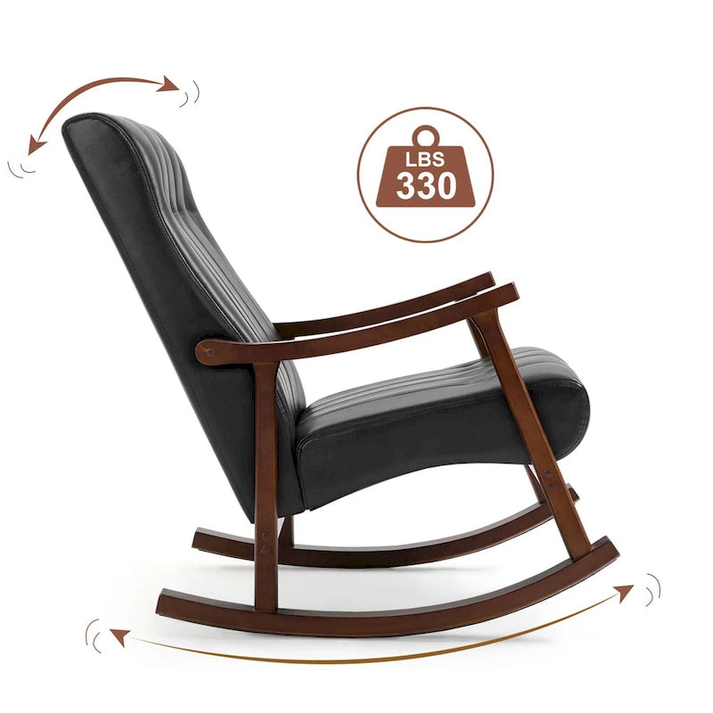 Fauteuil à bascule rembourré moderne avec dossier haut