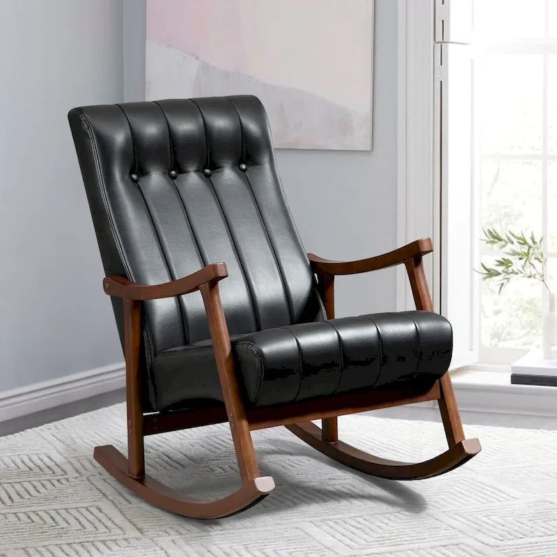 Fauteuil à bascule rembourré moderne avec dossier haut