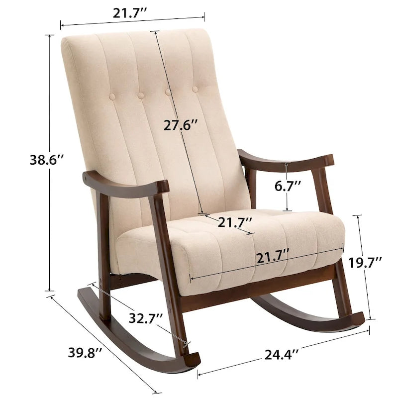 Fauteuil à bascule rembourré moderne avec dossier haut