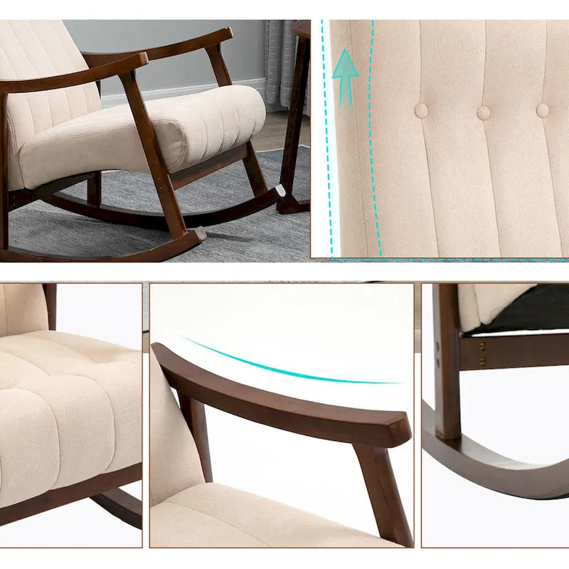 Fauteuil à bascule rembourré moderne avec dossier haut