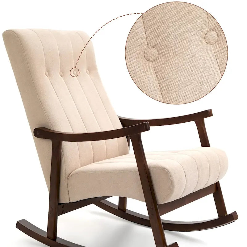Fauteuil à bascule rembourré moderne avec dossier haut