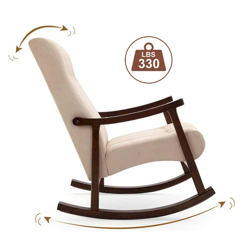 Fauteuil à bascule rembourré moderne avec dossier haut