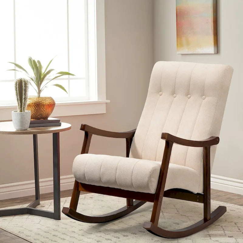 Fauteuil à bascule rembourré moderne avec dossier haut