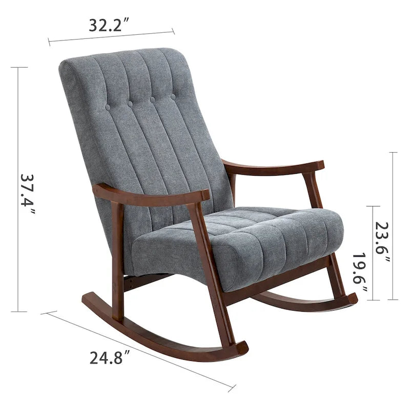 Fauteuil à bascule rembourré moderne avec dossier haut