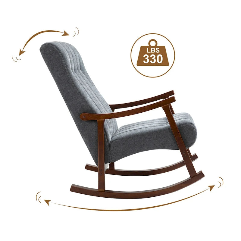 Fauteuil à bascule rembourré moderne avec dossier haut