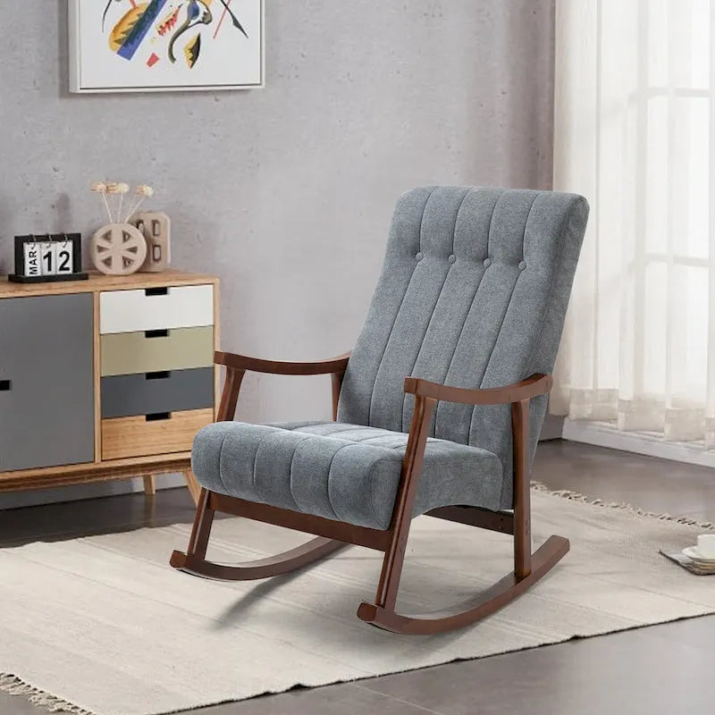 Fauteuil à bascule rembourré moderne avec dossier haut