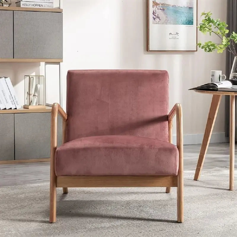 Fauteuil moderne de style Mid-Century en velours et bois