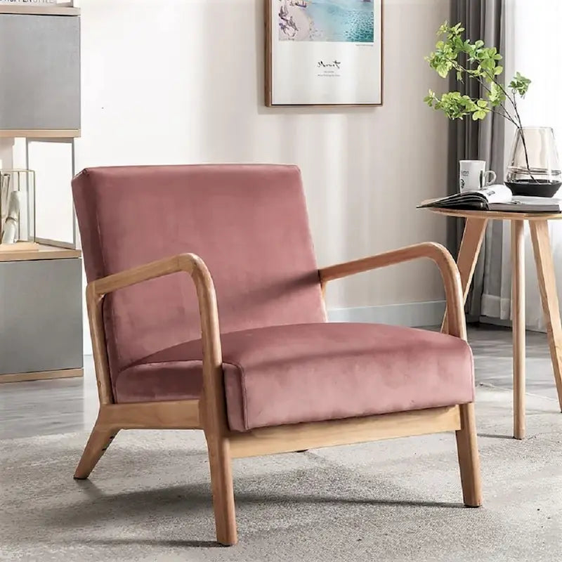 Fauteuil moderne de style Mid-Century en velours et bois