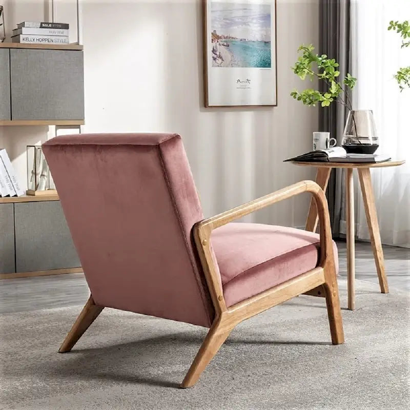 Fauteuil moderne de style Mid-Century en velours et bois