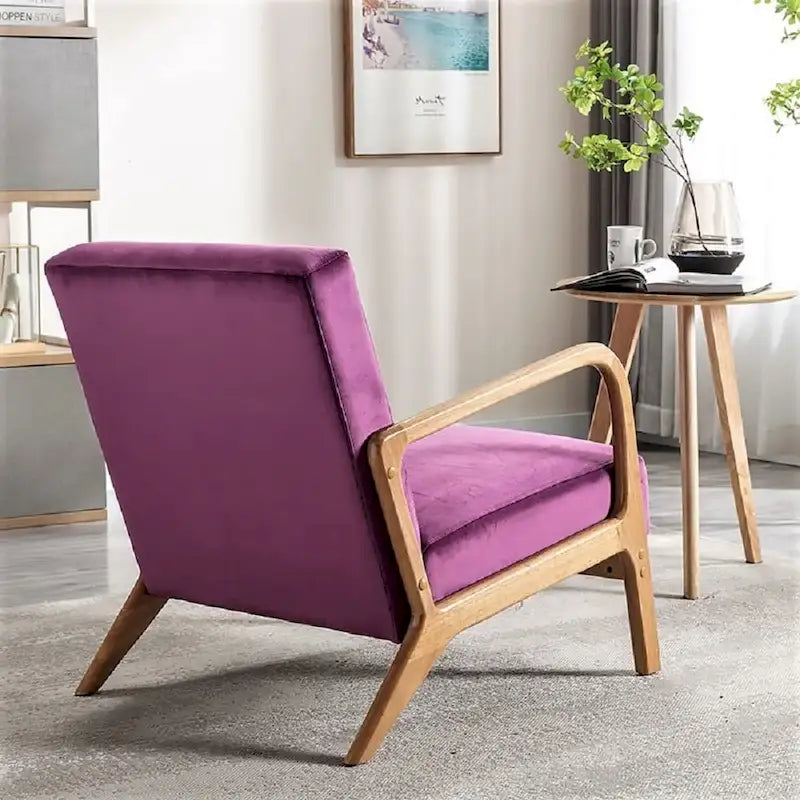 Fauteuil moderne de style Mid-Century en velours et bois