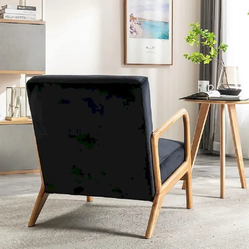 Fauteuil moderne de style Mid-Century en velours et bois