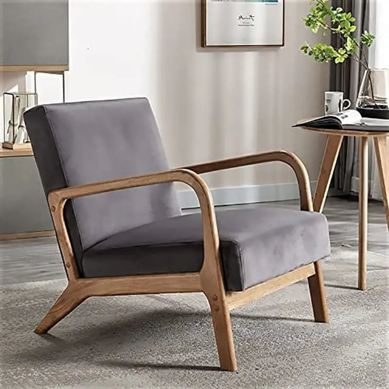 Fauteuil moderne de style Mid-Century en velours et bois