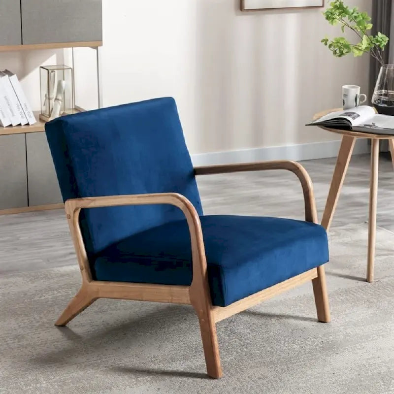 Fauteuil moderne de style Mid-Century en velours et bois