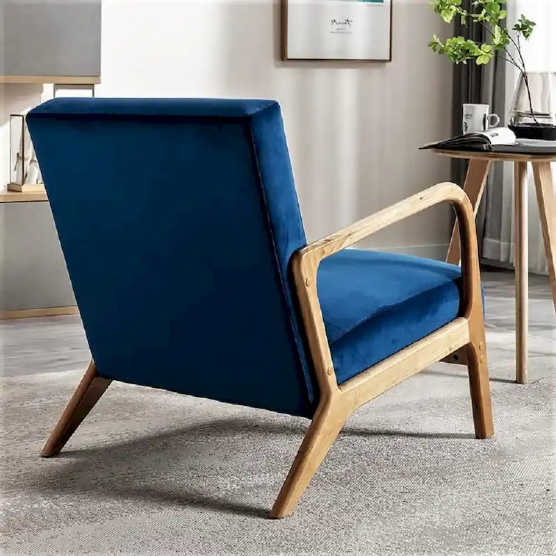 Fauteuil moderne de style Mid-Century en velours et bois
