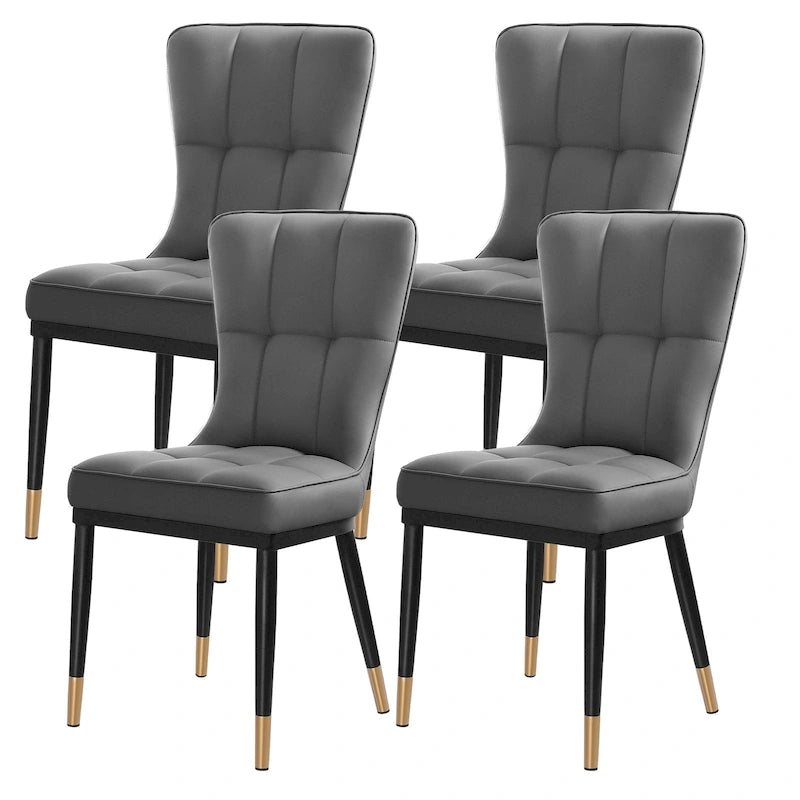 Lot de 4 chaises de salle à manger en similicuir avec motif à carreaux