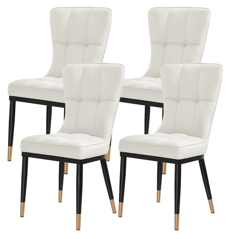 Lot de 4 chaises de salle à manger en similicuir avec motif à carreaux