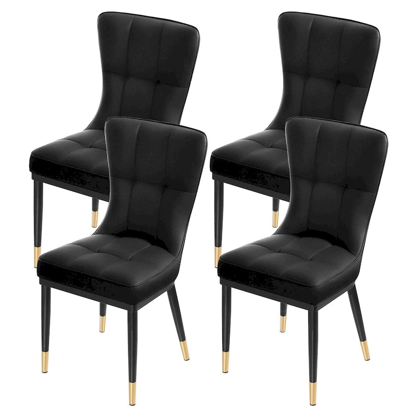 Lot de 4 chaises de salle à manger en similicuir avec motif à carreaux