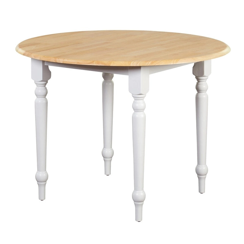 Table à abattants ronde en hévéa bicolore de 40 pouces
