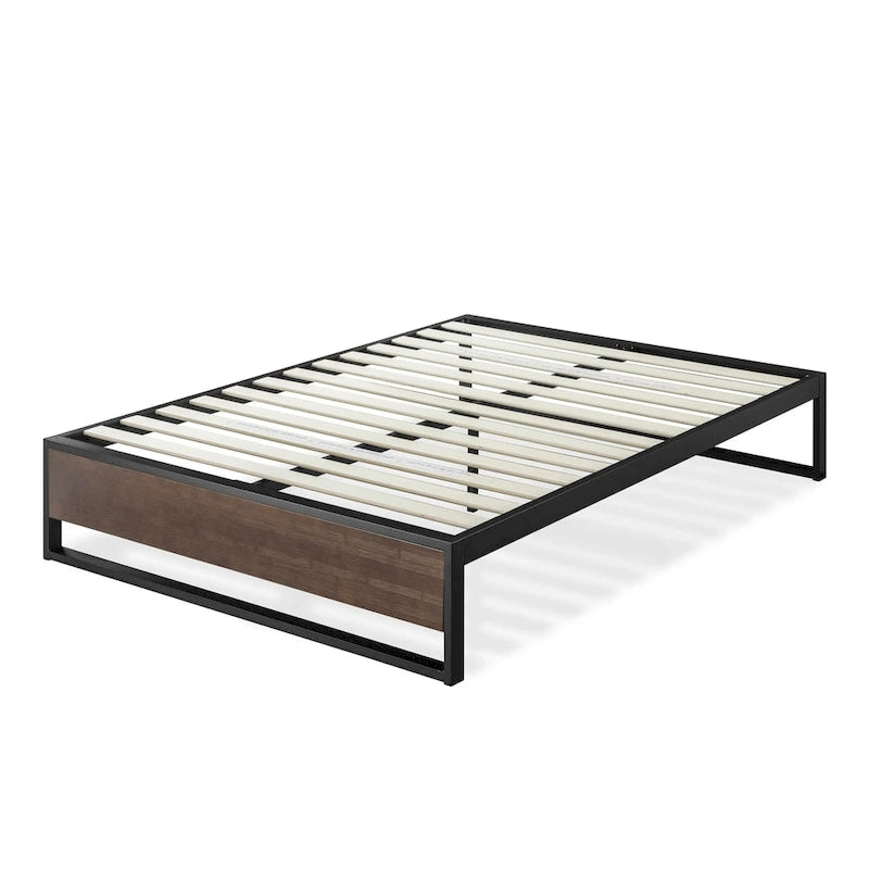 Lit plateforme en métal gris bambou de 14 pouces