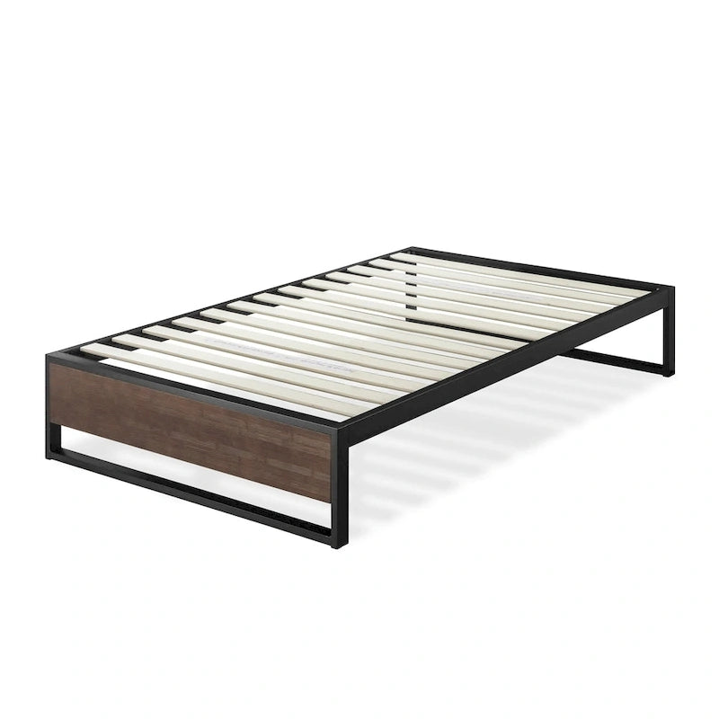 Lit plateforme en métal gris bambou de 14 pouces