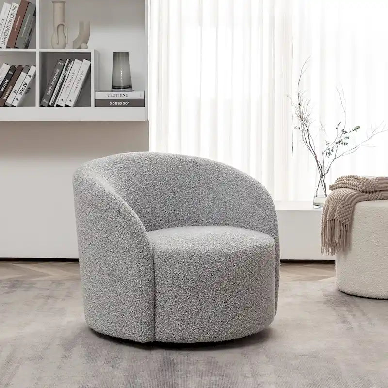 Fauteuil d'appoint pivotant rond en tissu bouclé 34 W