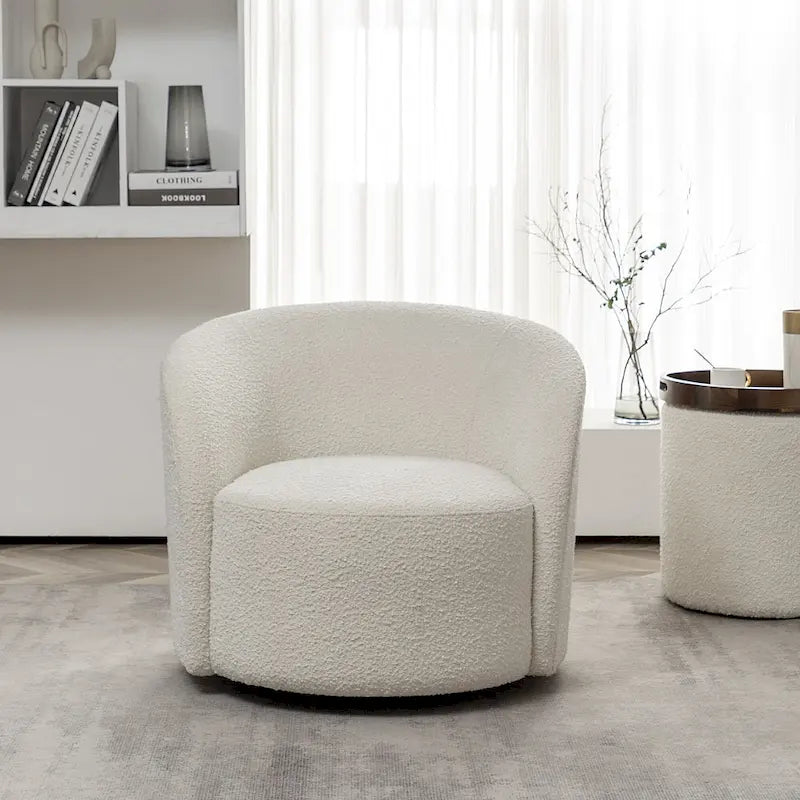 Fauteuil d'appoint pivotant rond en tissu bouclé 34 W