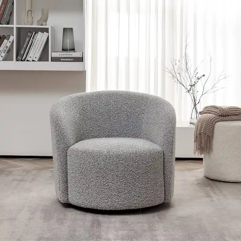 Fauteuil d'appoint pivotant rond en tissu bouclé 34 W