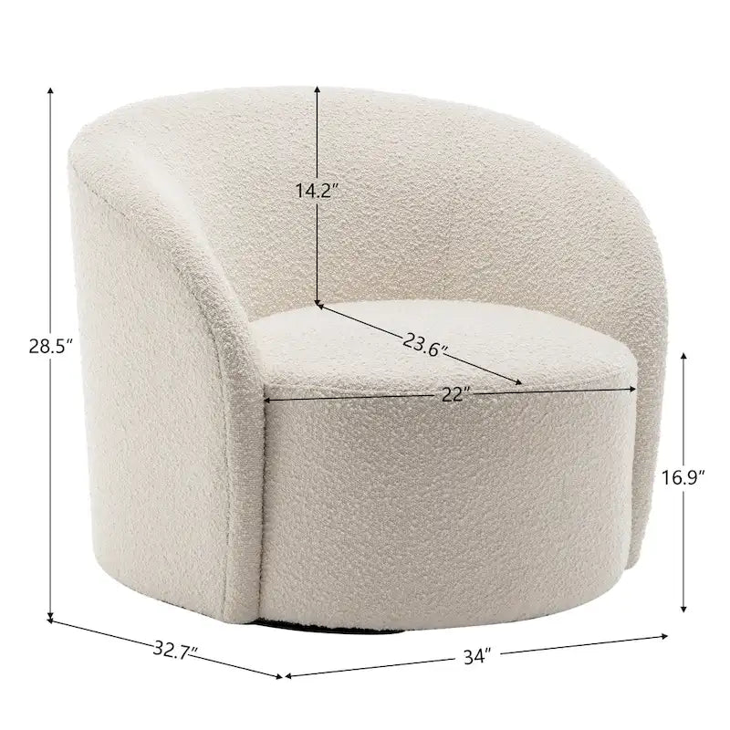 Fauteuil d'appoint pivotant rond en tissu bouclé 34 W