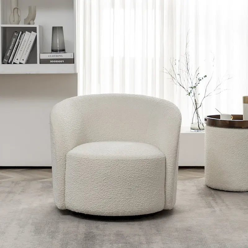 Fauteuil d'appoint pivotant rond en tissu bouclé 34 W
