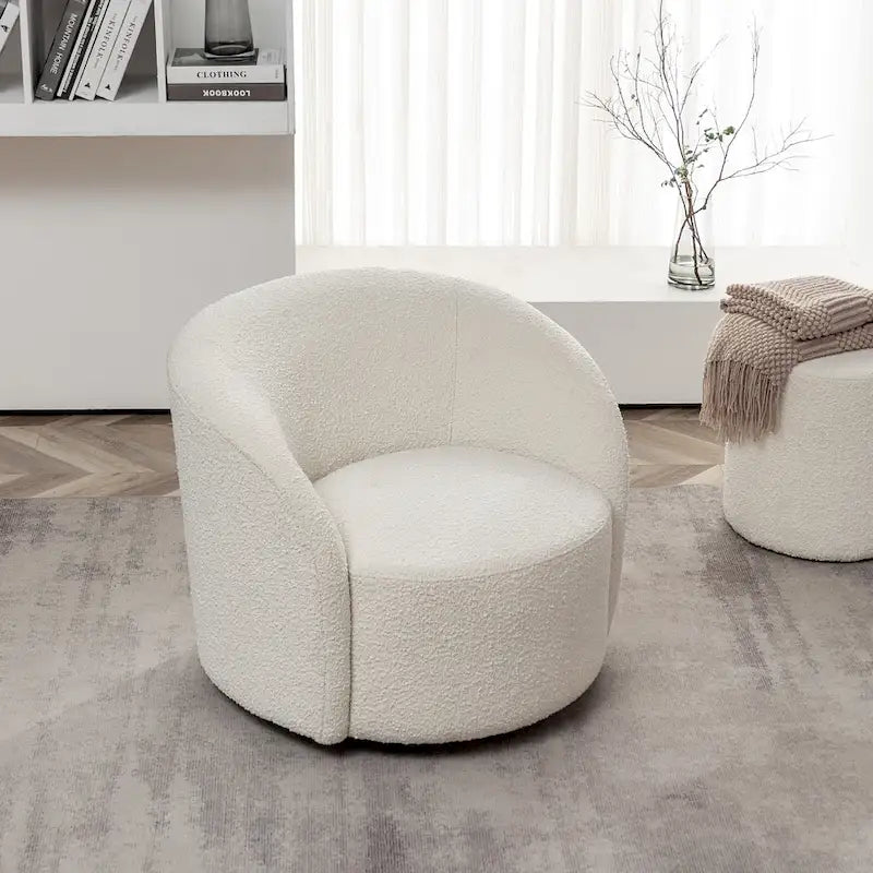 Fauteuil d'appoint pivotant rond en tissu bouclé 34 W