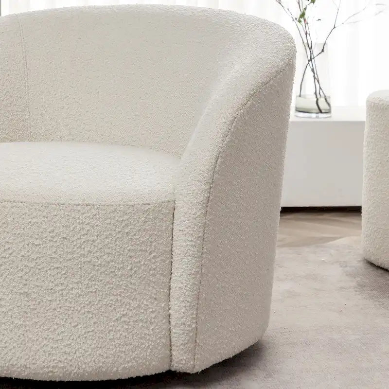 Fauteuil d'appoint pivotant rond en tissu bouclé 34 W
