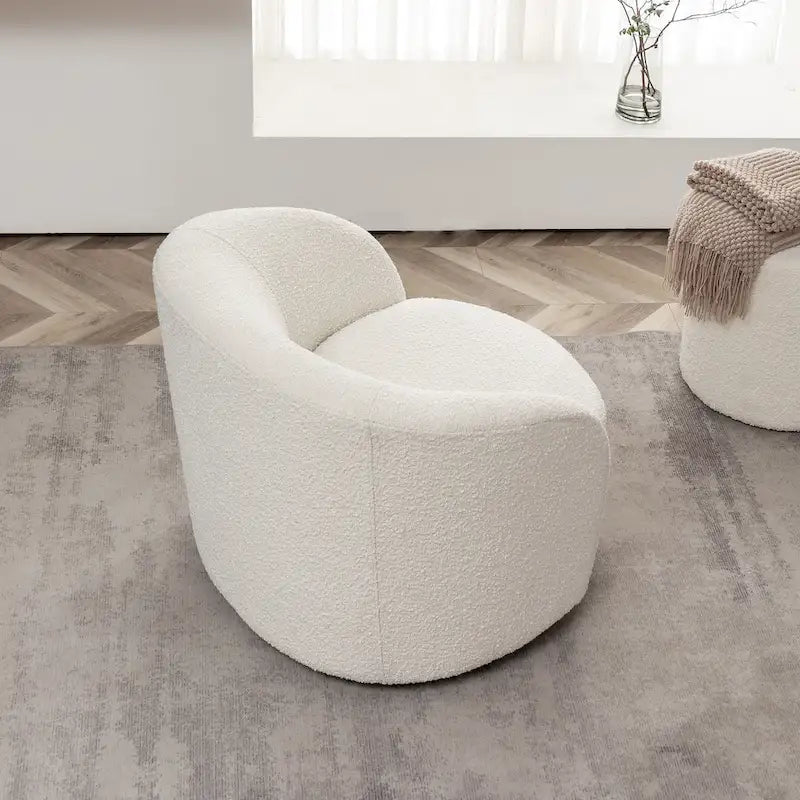 Fauteuil d'appoint pivotant rond en tissu bouclé 34 W
