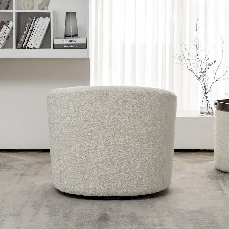 Fauteuil d'appoint pivotant rond en tissu bouclé 34 W