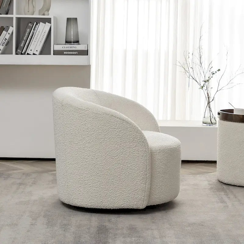 Fauteuil d'appoint pivotant rond en tissu bouclé 34 W