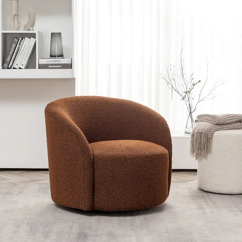 Fauteuil d'appoint pivotant rond en tissu bouclé 34 W