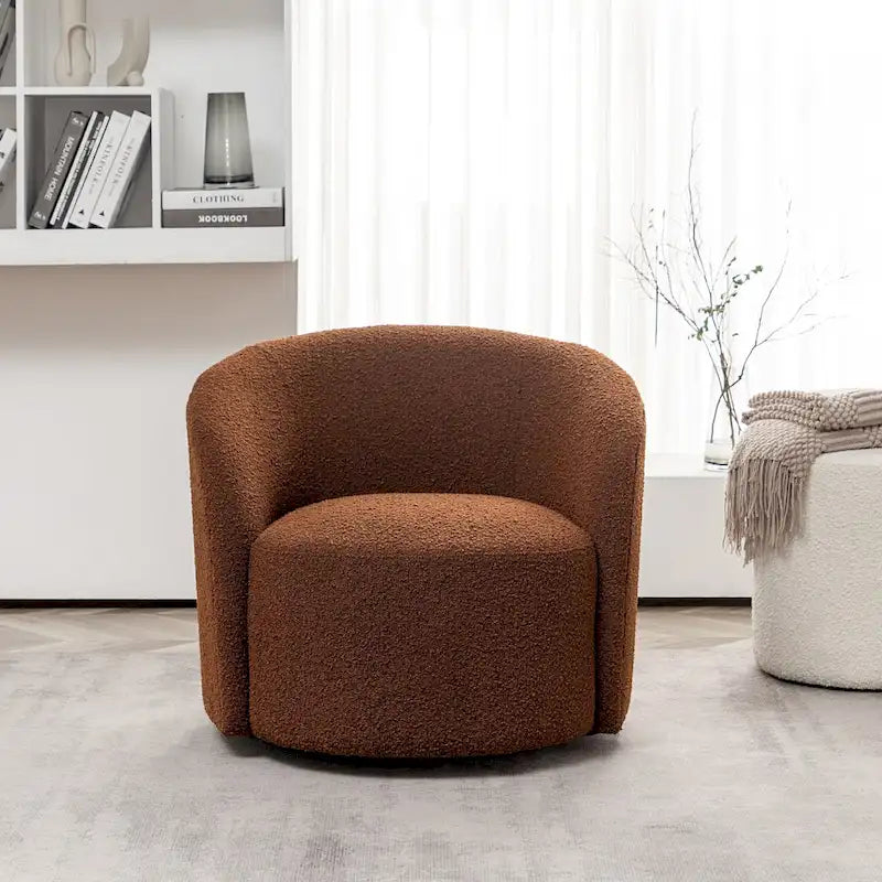 Fauteuil d'appoint pivotant rond en tissu bouclé 34 W