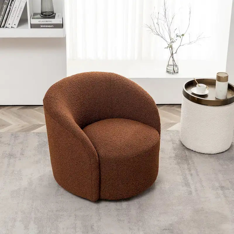 Fauteuil d'appoint pivotant rond en tissu bouclé 34 W