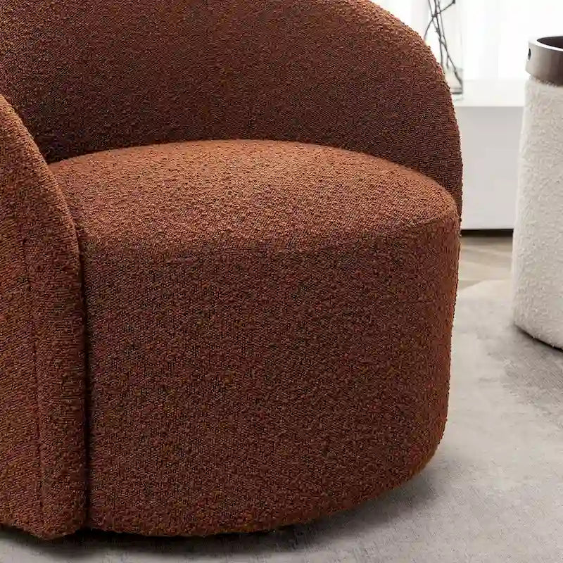 Fauteuil d'appoint pivotant rond en tissu bouclé 34 W