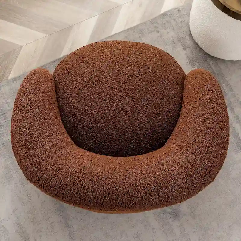 Fauteuil d'appoint pivotant rond en tissu bouclé 34 W
