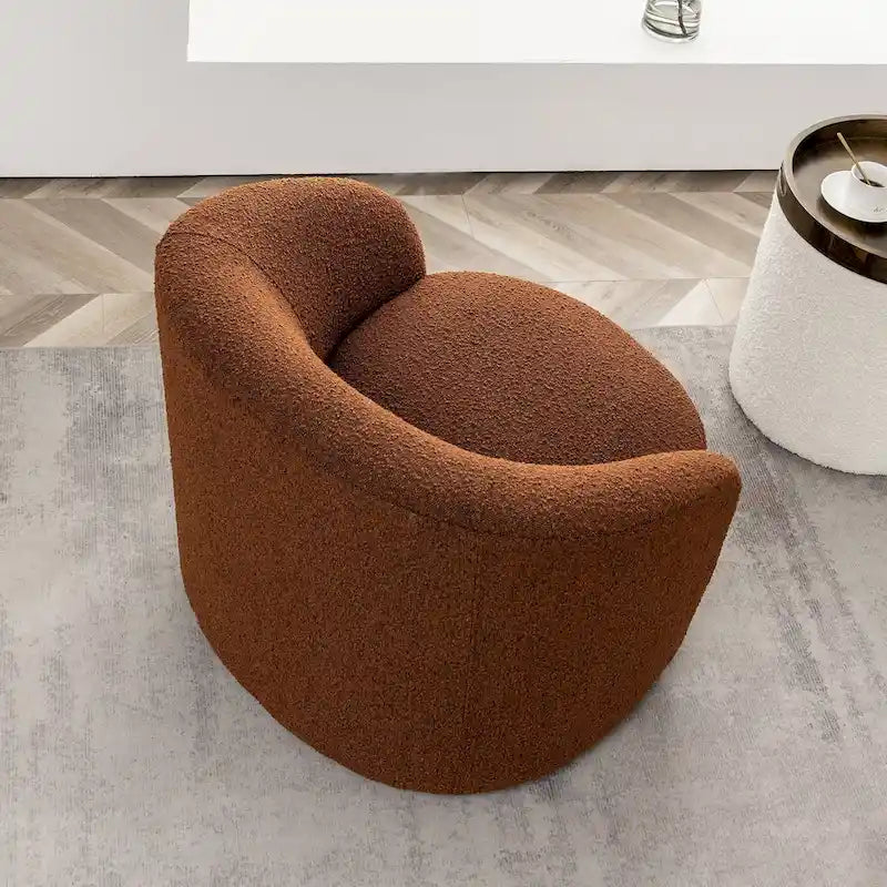Fauteuil d'appoint pivotant rond en tissu bouclé 34 W