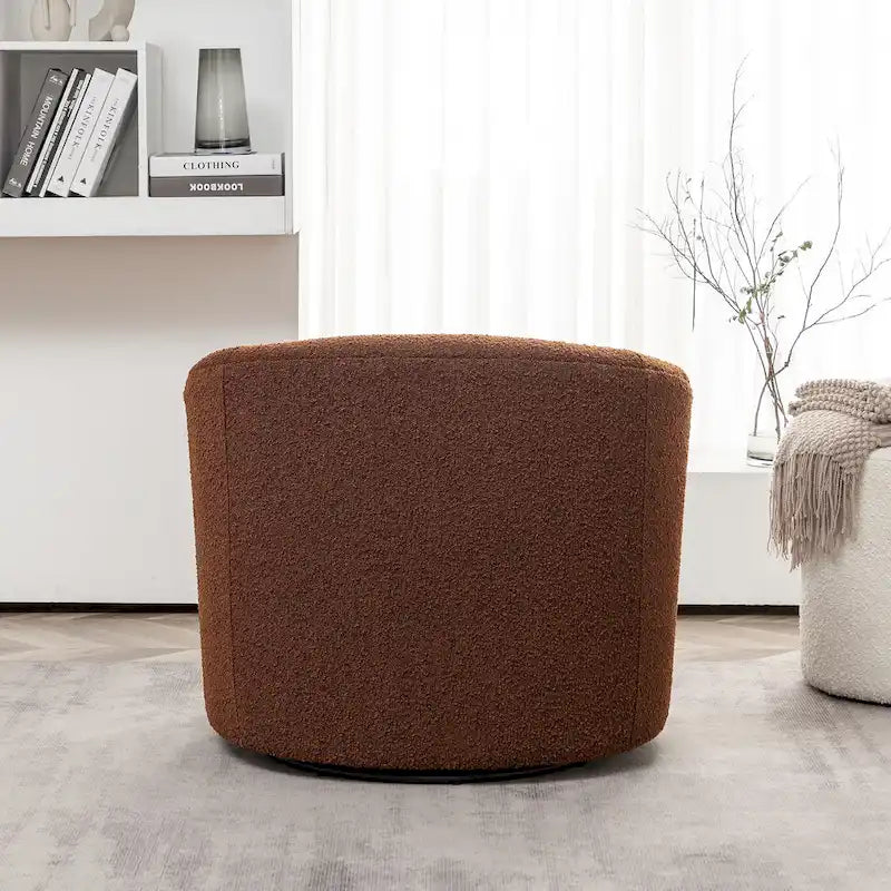 Fauteuil d'appoint pivotant rond en tissu bouclé 34 W